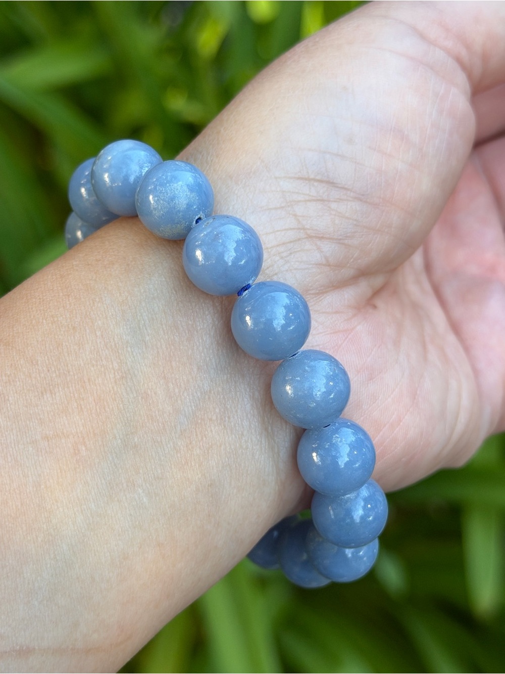 12mm stretchable blue angelite bracelet 1885 - Picture 7 of 9